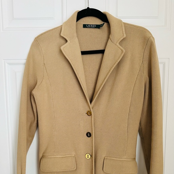 Camel blazer. Sweater feel cotton/poly blend. - Picture 1 of 3